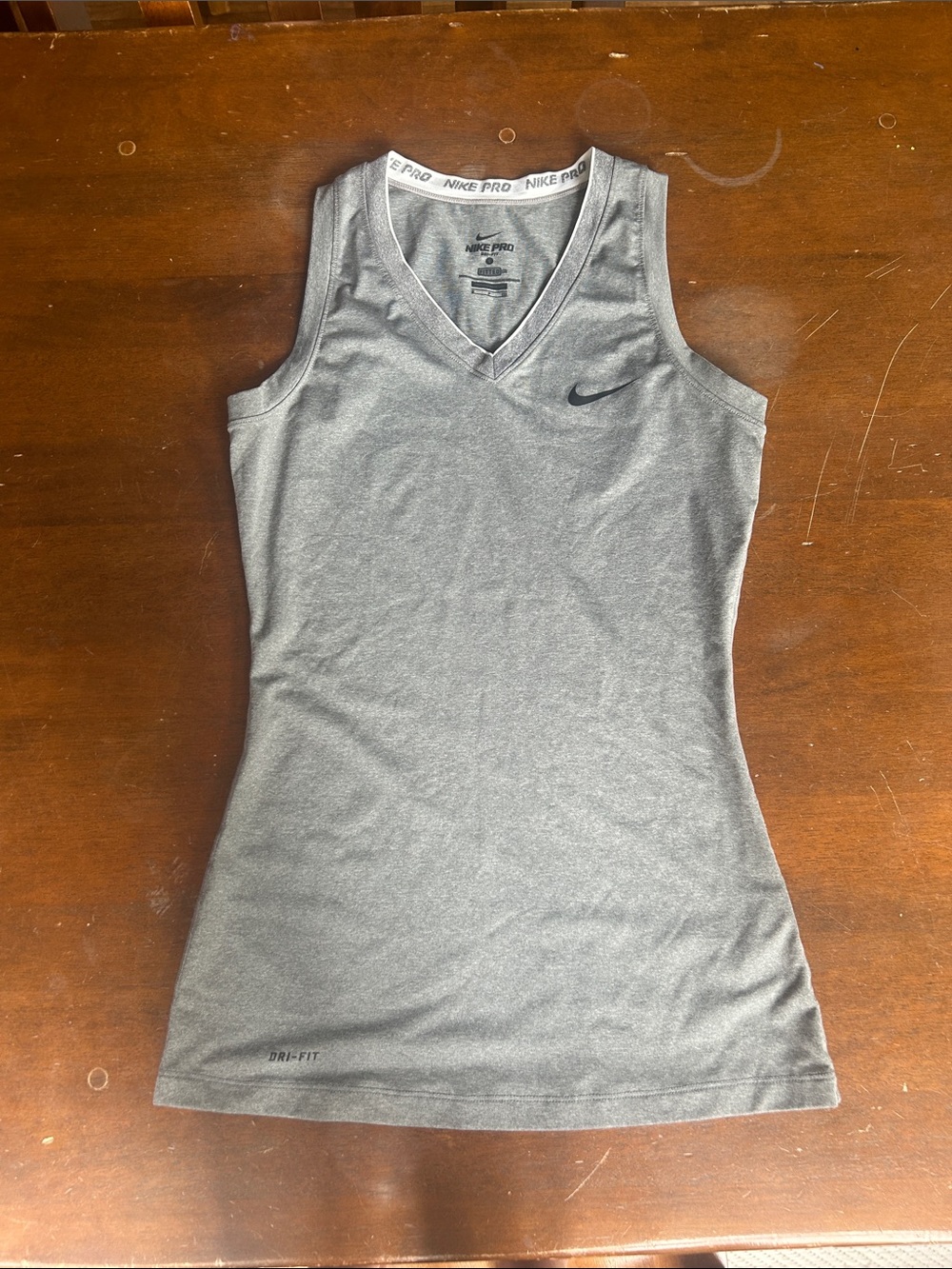 Nike Gray Dri-FIT V-Neck Athletic Tank Top